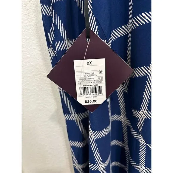 Ava & Viv Women's 2XL Blue Geometric Print Midi Skirt Casual Plus - Picture 2 of 4